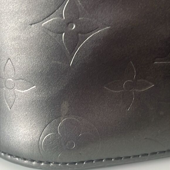 Louis Vuitton Stockton Matte Black Embossed Leather Shoulder Bag Tote CA0043 - Picture 14 of 16